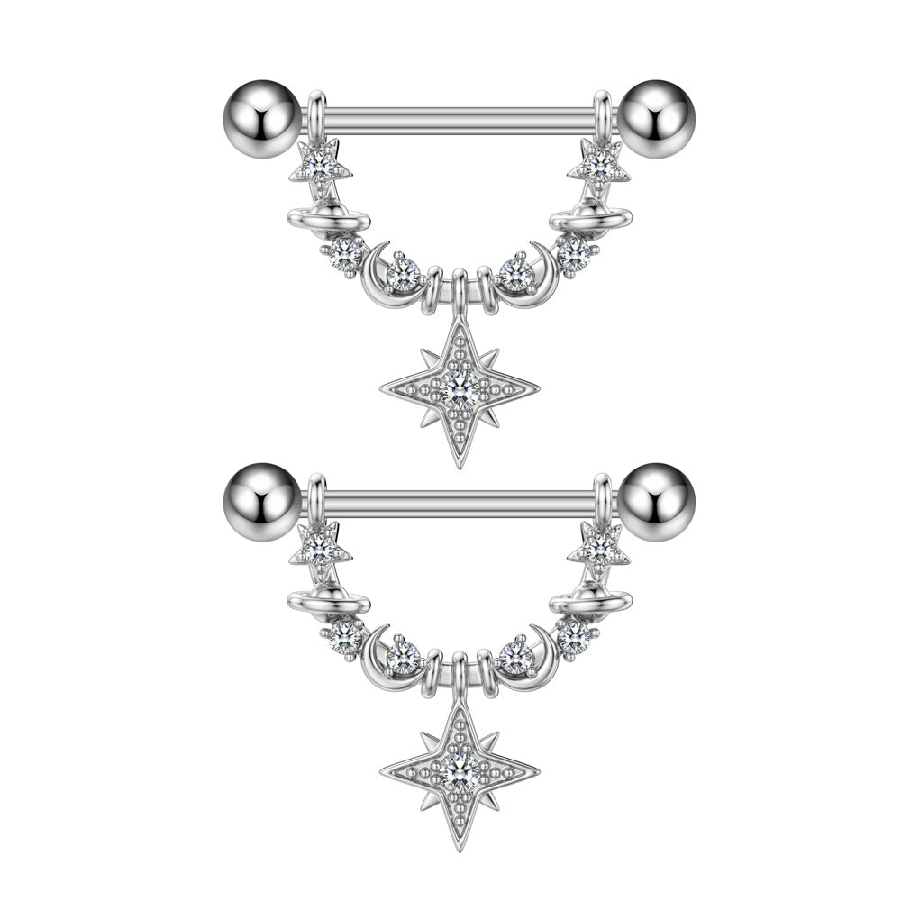 Fashion Zircon Adhesive Nail Piercing Jewelry