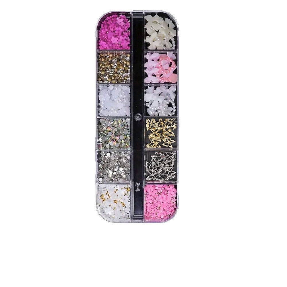 Bow Love Five Break Flower Pearl Resin Drill Nail Accessories