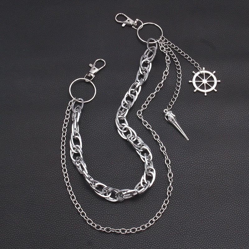 Halloween Gothic Dark Avian Head Pants Chain Pants Accessory