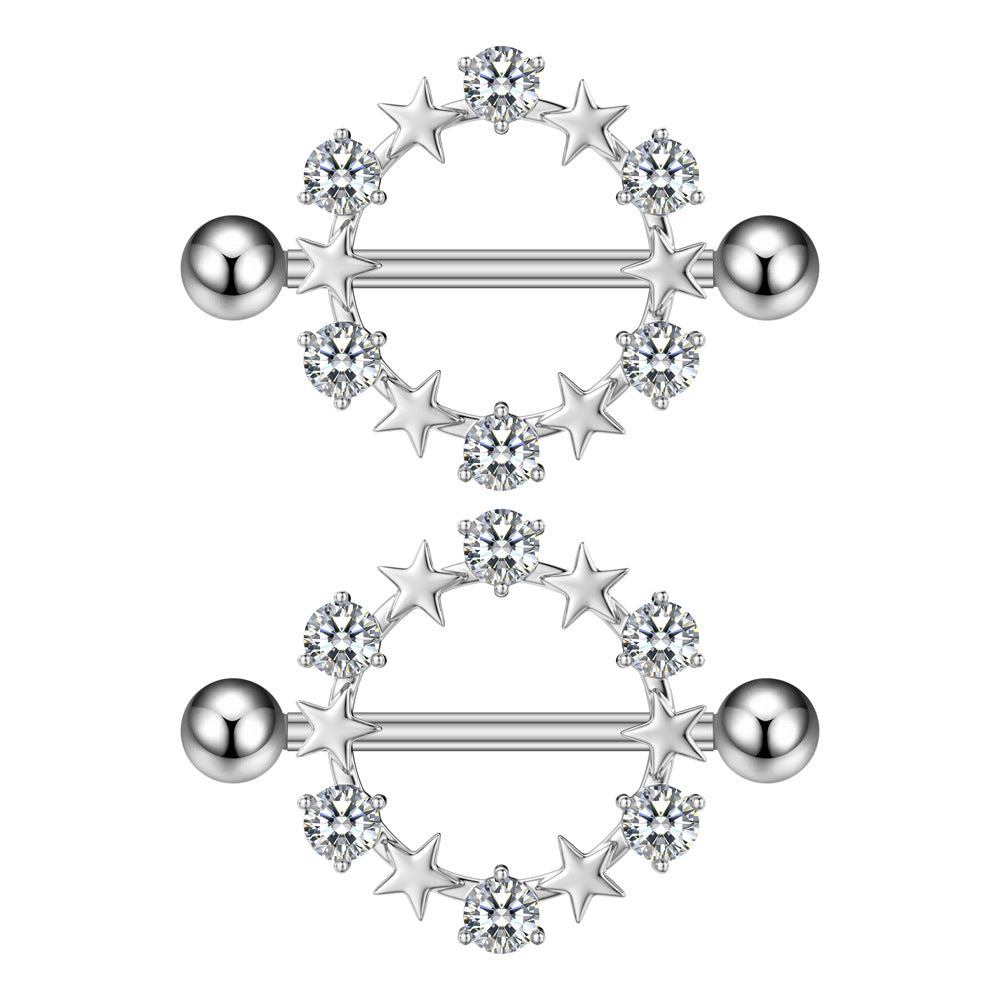 Fashion Zircon Adhesive Nail Piercing Jewelry