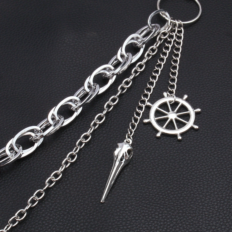 Halloween Gothic Dark Avian Head Pants Chain Pants Accessory