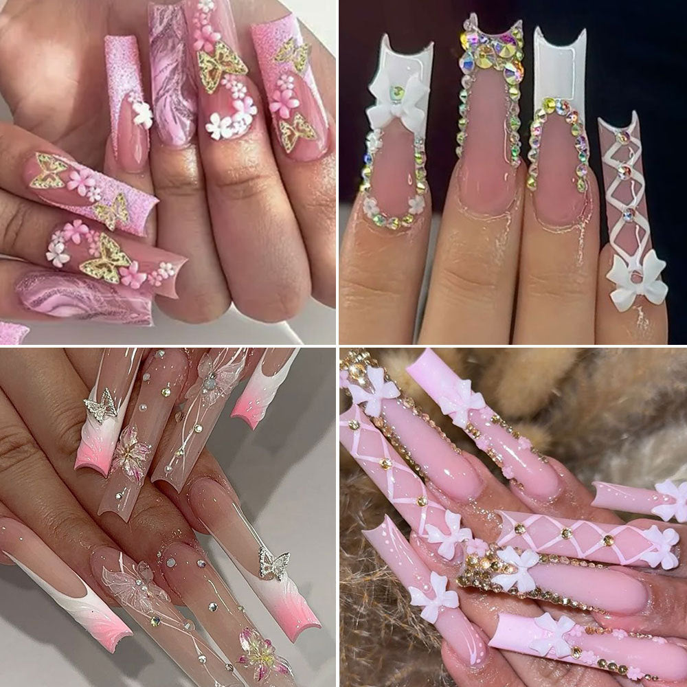 Bow Love Five Break Flower Pearl Resin Drill Nail Accessories