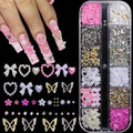 Bow Love Five Break Flower Pearl Resin Drill Nail Accessories